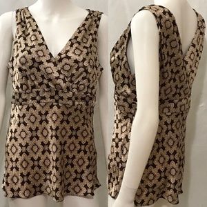 INC Top Wrap 100% Silk 14 Beige Tan Paisley Blouse